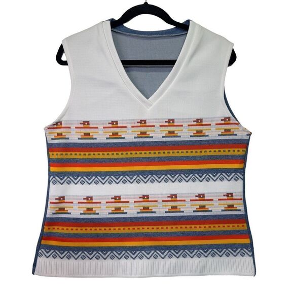 ✌🏼️🕊️☮️Vintage 60/70s style polyester vest size 18 W L - Picture 1 of 10